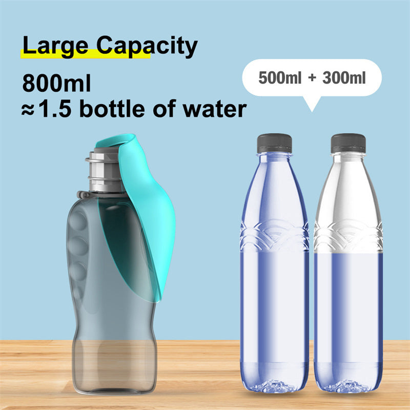 800ml Portable Dog Water Bottle – Leakproof Outdoor Feeder