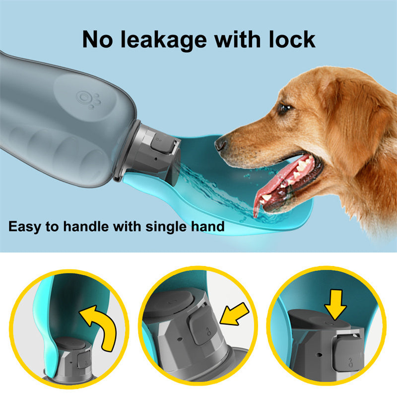 800ml Portable Dog Water Bottle – Leakproof Outdoor Feeder