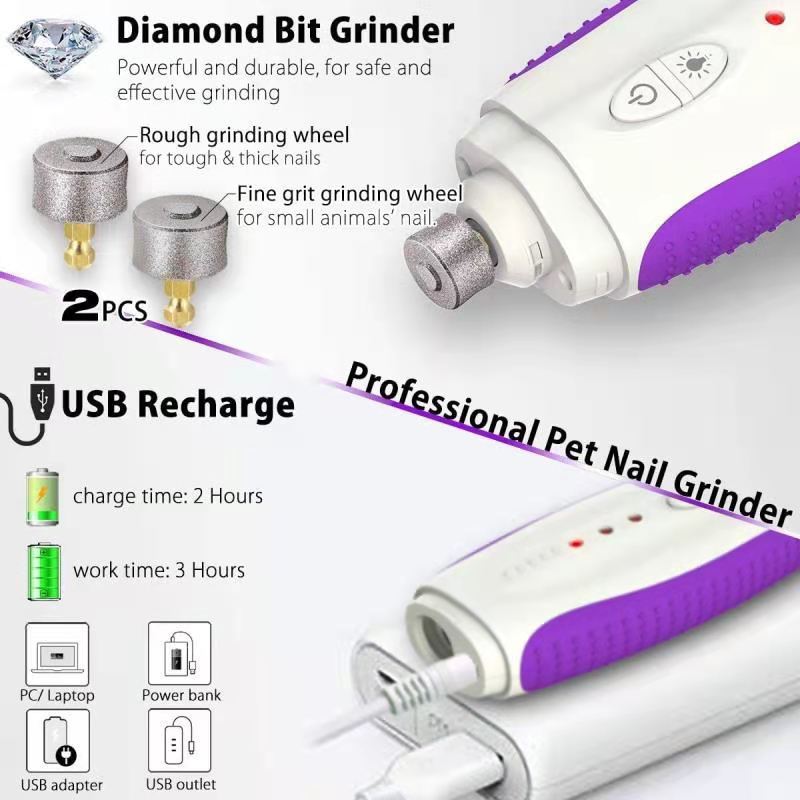 Electric Pet Nail Grinder – Quiet Rechargeable Clipper