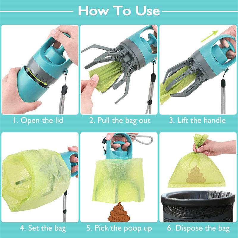 Dog Pooper Scooper – Foldable Waste Picker with Bag Dispenser